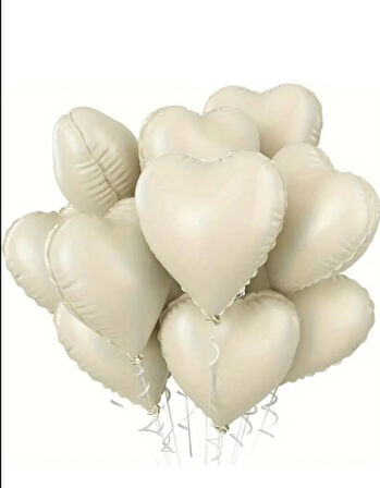 2 Adet 18 ınc Bej ve Karamel Kalp Folyo Balon
