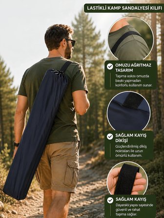 Beylini Lastikli Kamp Sandalyesi Kılıfı Omuz Askılı Piknik Plaj Piknik Katlanır Sandalye Taşıma Çantası Paraşüt Kumaş 40 x 105 CM