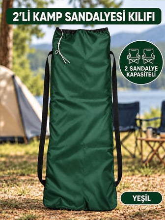 Beylini 2 Sandalye Kapasiteli Lastikli Kamp Sandalyesi Kılıfı Omuz Askılı Piknik Plaj Katlanır Sandalye Taşıma Çantası Paraşüt Kumaş 110 x 50 CM