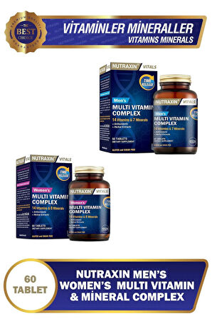 Nutraxin Women's Multivitamin Complex ve Nutraxin Men's Multivitamin Complex