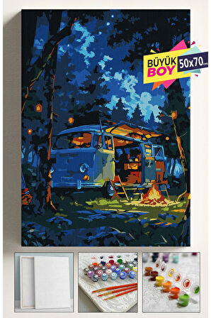 Sayılarla Boyama Seti Numaralı Tuval Fırça Boya Dahil Kasnaklı Set 50x70 Cm - KAMP