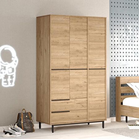 Robin Home Lidya Gardırop 3 Kapı 2 Çekmece Metal Ayaklı 196cm Sepet 