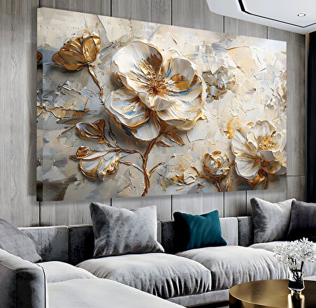 3D Çiçekler Kanvas Tablo