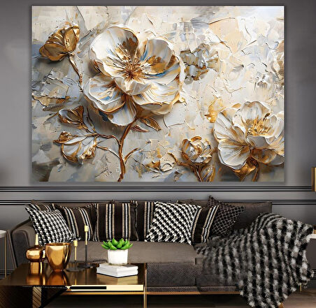 3D Çiçekler Kanvas Tablo