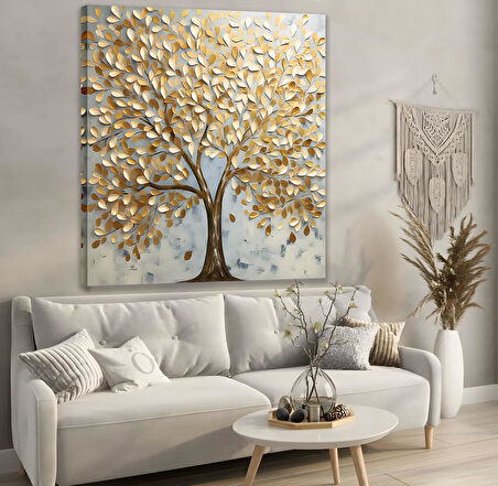 Altın Ağaç Kanvas Tablo