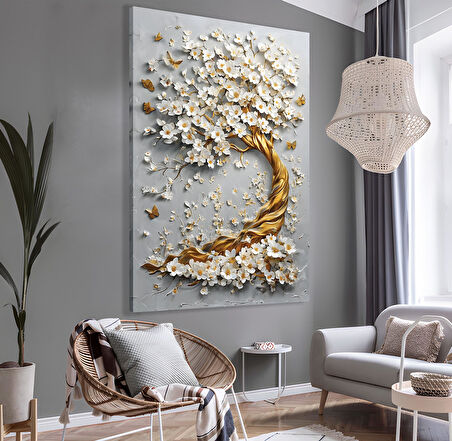 Gold Ağaç Kanvas Tablo