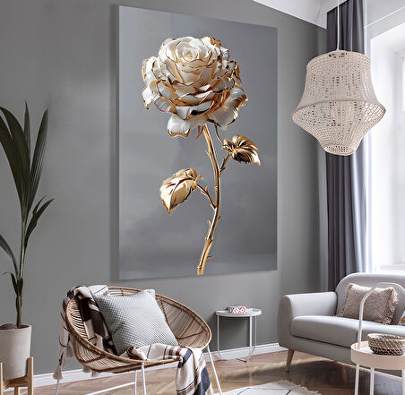 Gold Gül Kanvas Tablo
