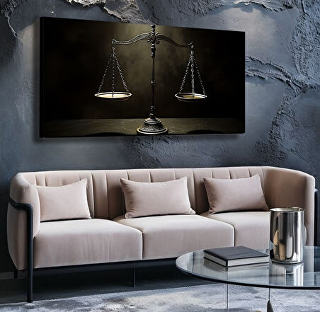 Adalet Terazisi Panoramik Kanvas Tablo