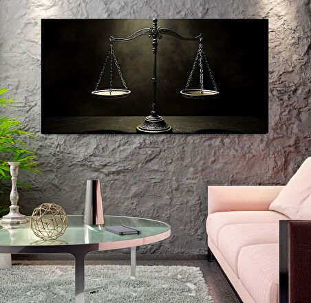 Adalet Terazisi Panoramik Kanvas Tablo
