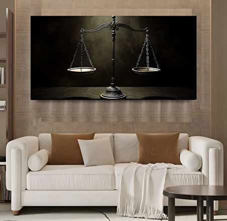 Adalet Terazisi Panoramik Kanvas Tablo