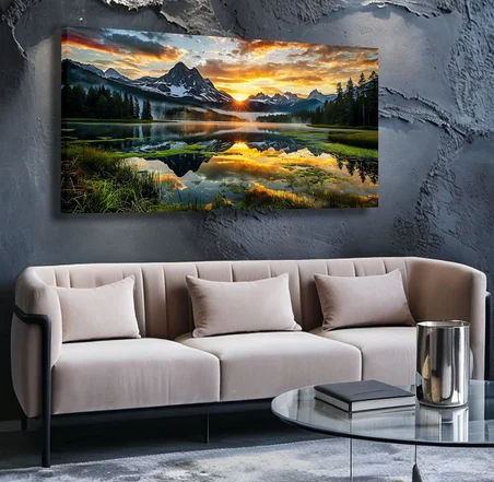 Gün Batımı Panoramik Kanvas Tablo