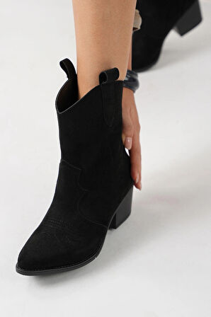 Süet Kadın Kısa Kovboy Kanvas Western Bot