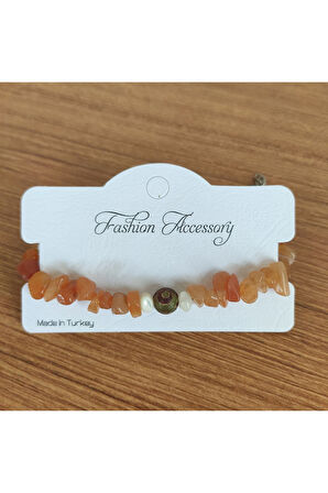 Turuncu Akik & Hindistan Akik Bileklik - 8483