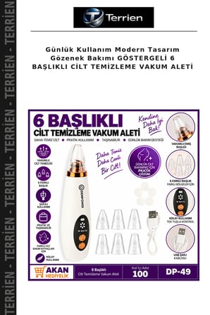 Günlük Kullanım Modern Tasarım Gözenek Bakımı GÖSTERGELİ 6 BAŞLIKLI CİLT TEMİZLEME VAKUM ALETİ