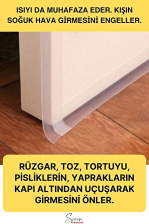 Rüzgar Ses Toz Böcek Önleyici Kapı Altı Isı Yalıtım Soğuk Kesici Şerit Bant Şeffaf 40 Mm X 3 Mt