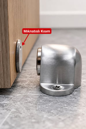 Mıknatıslı Küçük Metal Kapı Tutucu Stoper Krom Vidalı Zemin Montajlı Kapı Durdurucu Tampon Çarpma Önleyici Kapı Sabitleyici Rüzgarda Kapı Tutucu Stop Aparatı Kapı Arkası 1 Adet Vidalı Montajlı