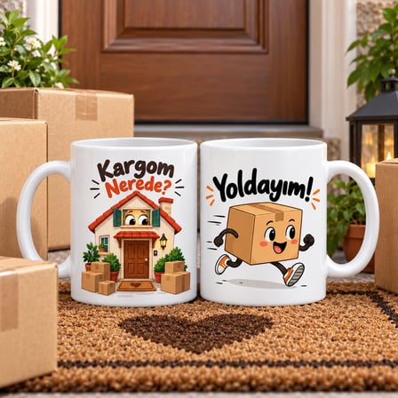 Kargom Nerede? / Yoldayım! 2`li Porselen Kupa Seti - MODEL 441