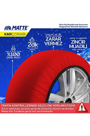 Matte Active Series Oto Araba Lastik Anti Patinaj Kar Çorabı Kırmızı Medıum