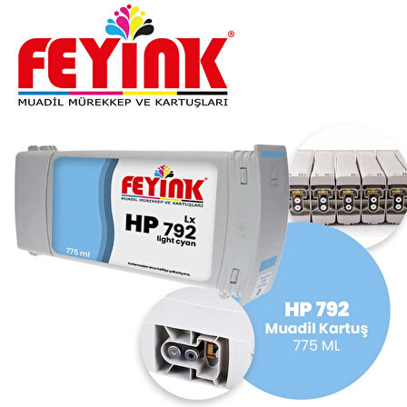 Feyink® Hp Latex 792 Light Cyan (LC) Orijinal Mürekkep Dolumlu Feyink Kartuş 775ml L26500 L28500							