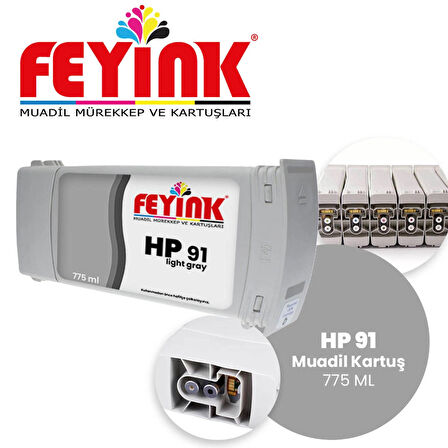 Feyink® Hp 91 Light Gray (LG) Feyink Muadil Kartuş 775ml Designjet Z6100							