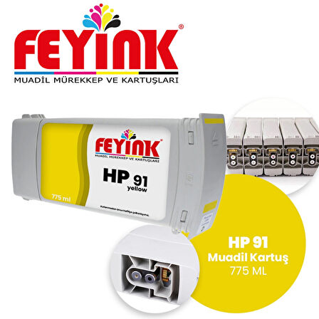 Feyink® Hp 91 Yellow (Y) Muadil Feyink Kartuş 775ml Designjet Z6100							