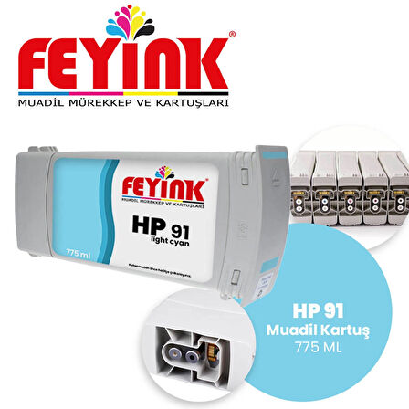 Feyink® Hp 91 Light Cyan (LC) Feyink Muadil Kartuş 775ml Designjet Z6100							