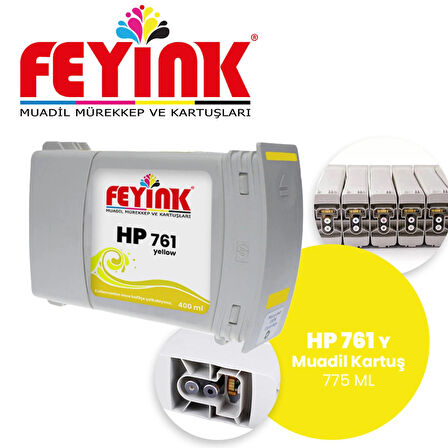 Feyink® Hp 761-765 Yellow (Y) Feyink Muadil Kartuş 400ml Designjet 7100/T7200							