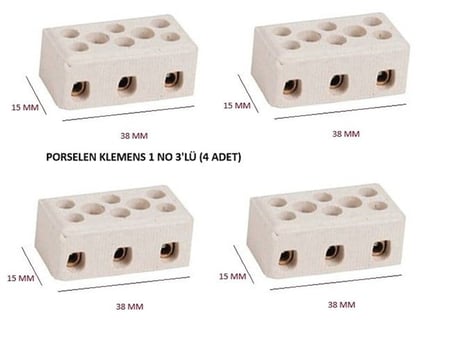PORSELEN KLEMENS 1 NO 3'LÜ (4 ADET)
