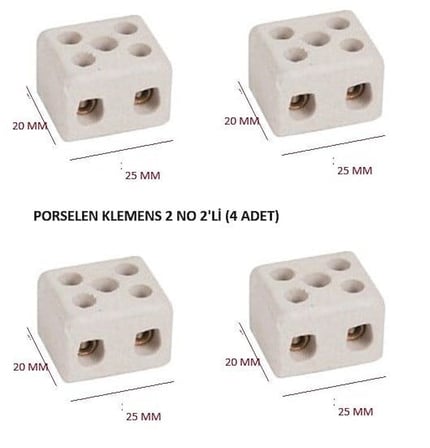 PORSELEN KLEMENS 2 NO 2'Lİ (4 ADET)