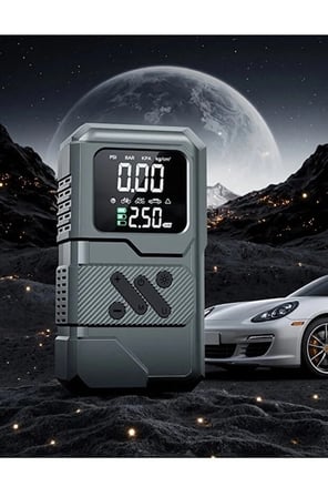St-9654 Şarjlı 10.000 Mah Taşınabilir Araç Hava Kompresörü Akü Takviyeli Dijital Ekranlı Işıklı