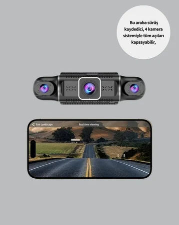 Gps’Li 4 Kameralı Araç İç Dış Kayıt Sistemi 1080P Wifi Destekli