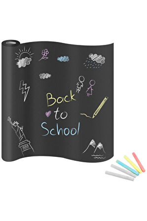 Büyük Boy Kendinden Yapışkanlı Rulo Kara Tahta Sticker Blackboard Siyah Okul İş İçin Yazı Tahtası