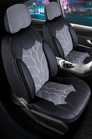Citroen C6 Keten Oto Koltuk Kılıfı Ön Arka Takım Karma Serisi Füme SCR