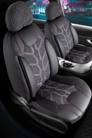 Fiat Egea Urban Plus Keten Oto Koltuk Kılıfı Ön Arka Takım Karma Serisi Siyah SCR