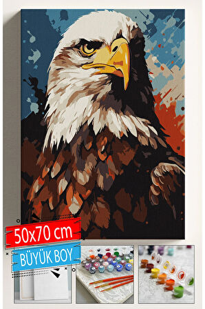 Sayılarla Boyama Seti Numaralı Tuval Fırça Boya Dahil Kasnaklı Set 50x70 Cm - KARA KARTAL