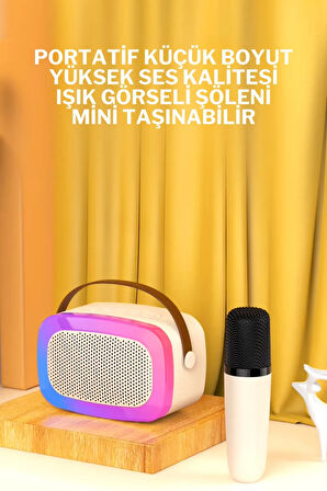 Taşınabilir Bluetooth Hoparlör Kablosuz Karaoke Müzik Eğlence Bluetooth Hoparlör Mikrafonlu