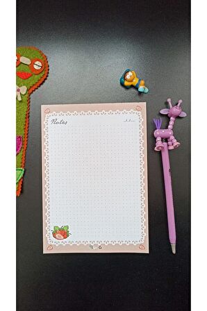 Çilek Bloknot 3'lü Set A5 Noktalı , A6 Çizgisiz & To Do List