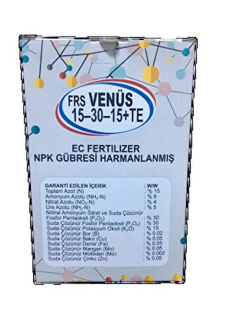 FRS Venüs 15.30.15 + TE NPK Gübresi Harmanlanmış 1 kg (Çiçek ve Bitki Orkide Besini) Meyve Sebze