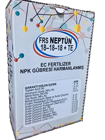 FRS Neptün 18.18.18 Harmanlanmış Dengeli NPK Gübre 1 kg Meyve Sebze Çiçek Ve Orkide Besini