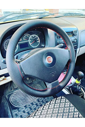 DİKİŞLİ DİREKSİYON KILIFI KARBON DERİ KIRMIZI DİKİŞLİ FIAT ALBEA İÇİN HIZLI KARGO