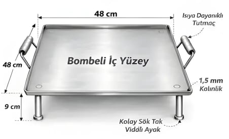 KARE OCAK ÜSTÜ KATMER-GÖZLEME-BAZLAMA-YUFKA-ET-TAVUK-BALIK IZGARASI