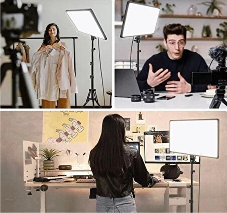 Kare Soft Işık Profosyonel LED Panel Makeup Fotoğraf Video Çekim Işığı Güçlendirilmiş Tripod 2.10 cm