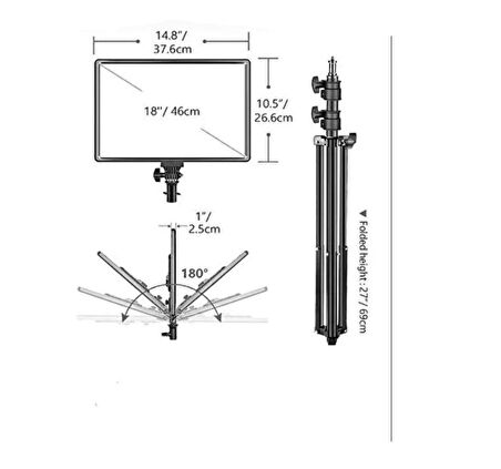 Kare Soft Işık Profosyonel LED Panel Makeup Fotoğraf Video Çekim Işığı Güçlendirilmiş Tripod 2.10 cm