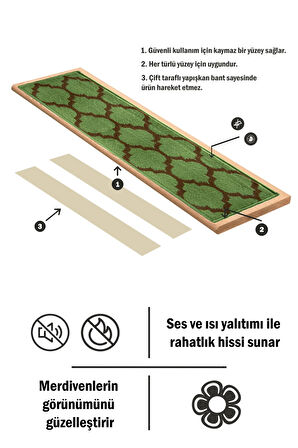 Dikdörtgen Dokuma Merdiven Halısı Kendinden Yapışkanlı