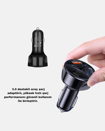 360° Döner Telefon Tutucu Ve 55W Hızlı Araç Şarj Aksesuar Seti