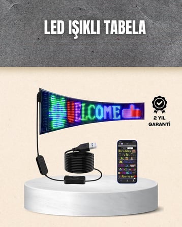 Rgb Kayar Yazılı Led Reklam Ekranı – Usb Bağlantılı Esnek Tasarım