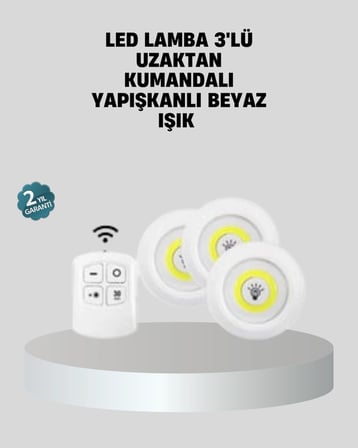 Uzaktan Kumandalı 3’Lü Ayarlanabilir Spot Led Işık Seti