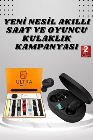 Dijital Göstergeli Kulaklık Ve 7 Kordonlu Akıllı Saat Android Ve İos Uyumlu Uyku Takibi Sesli Görüşm