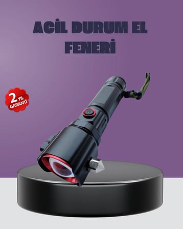 Güçlü Işıklı El Feneri Acil Durum Çekiç Ve Pusula