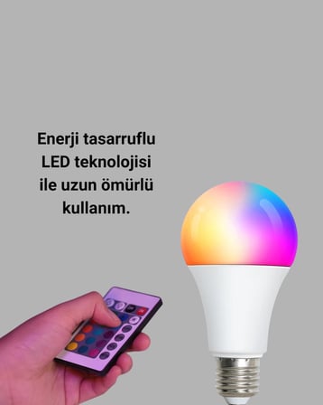 Rgb Uzaktan Kumandalı Led Ampul 16 Renkli A Kalite Orijinal